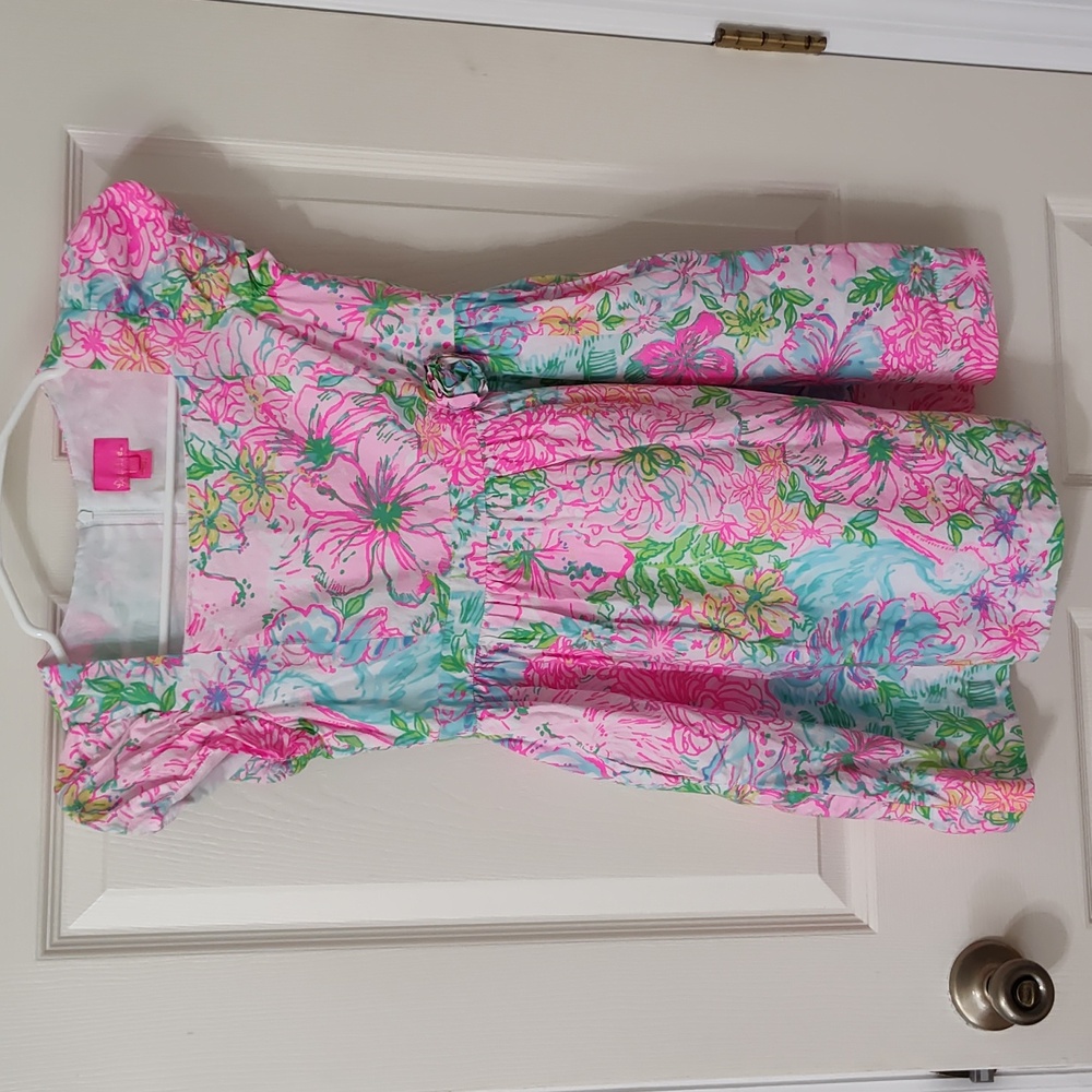 Lilly Pulitzer Girls Floral Pink Blue Green Dress